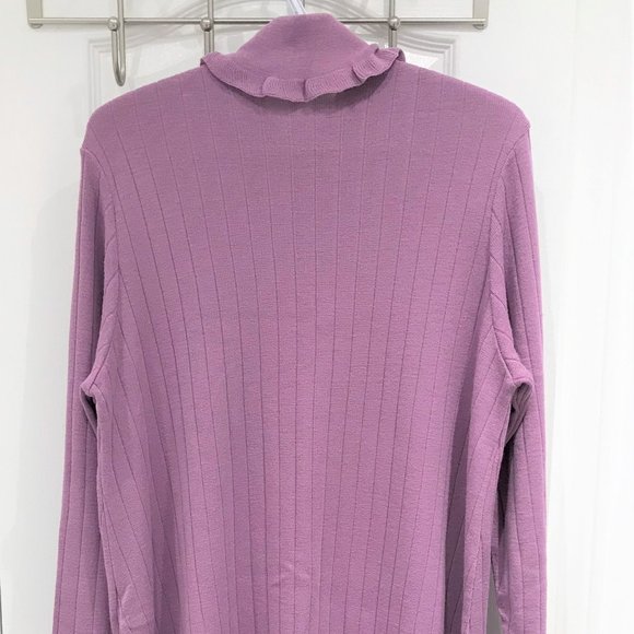Women Purple Sweater with Ruffle Trim Size L - Picture 4 of 5
